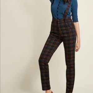 ModCloth Collectif suspender plaid pants XS 26 8